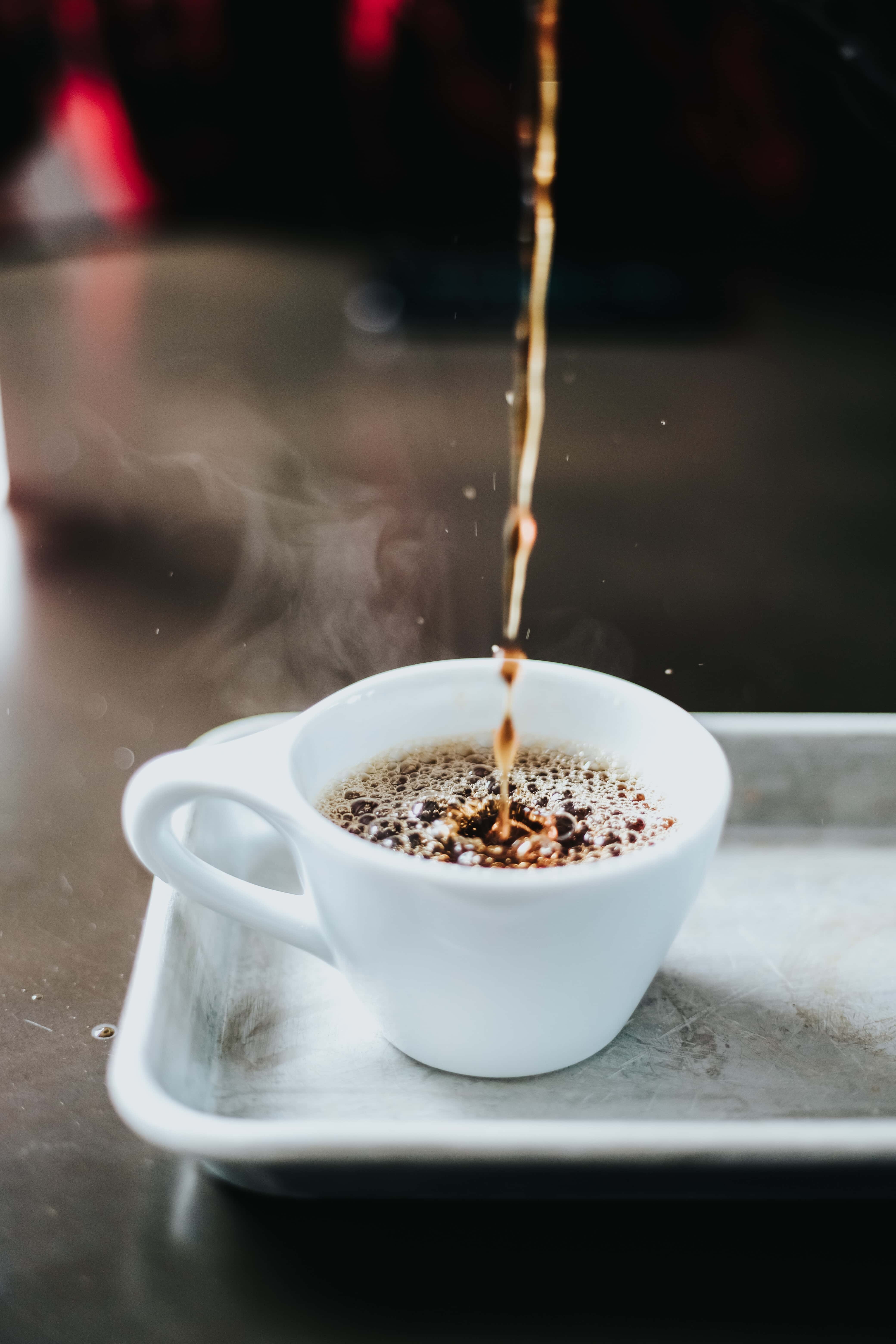 Coffee poured into a mug